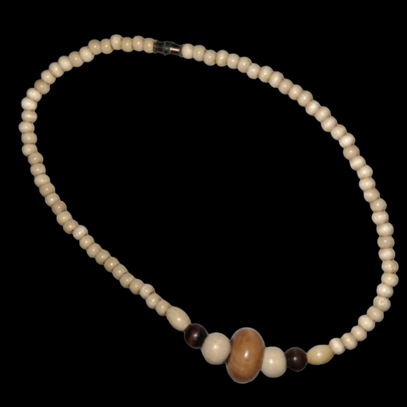 Childs Size 12" Boho Wooden Bead Necklace Lot 1 - Picture 2 of 3